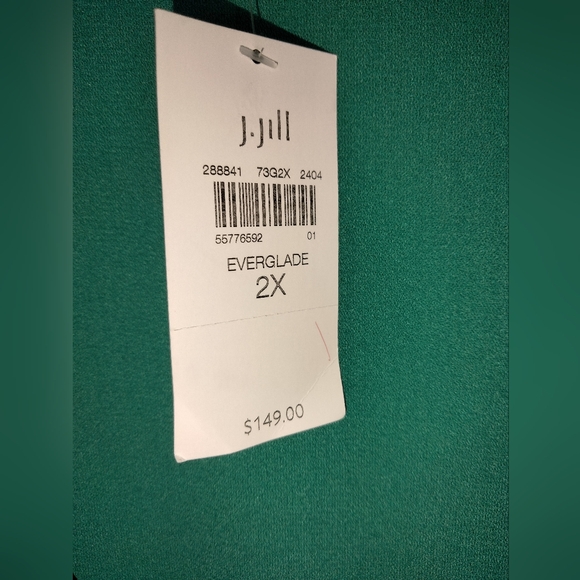 J. Jill (Size 2X) Green Stretch V-Neck Surplice Sleeveless Midi Dress (NEW-NWT) - Picture 3 of 16